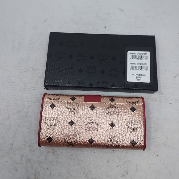 MCM Patricia Large Visetos Champagne Gold Wallet - Picture 3 of 11